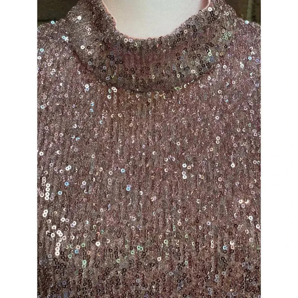 NWT Vineyard vines stretch sequin midi dress. Size L. Rose gold shimmer - Picture 3 of 6